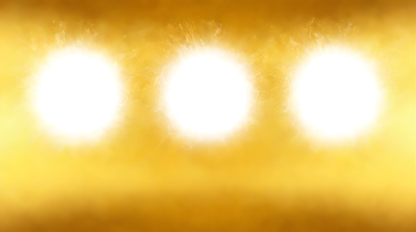 Glowing light spheres on yellow-orange gradient background