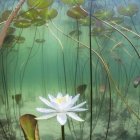 White Flower Aquatic Plants Submerged Underwater
