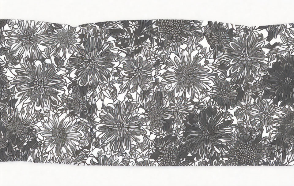 Monochrome floral pattern on wavy surface