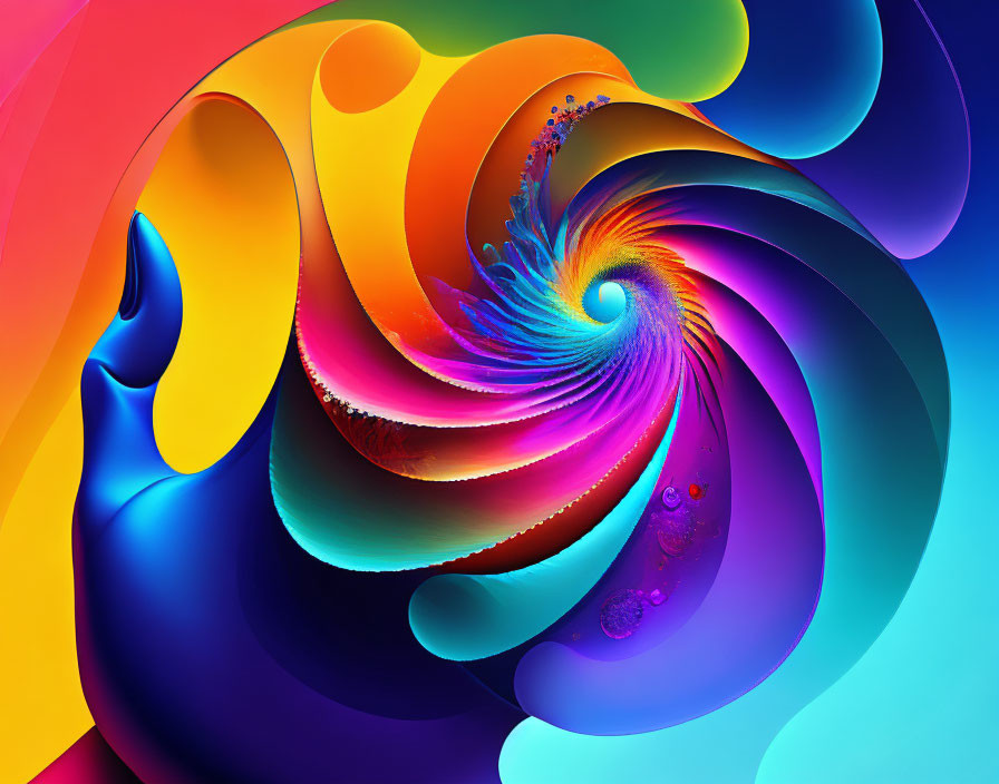 Colorful Abstract Spiral Artwork in Blue, Green, Orange, and Purple