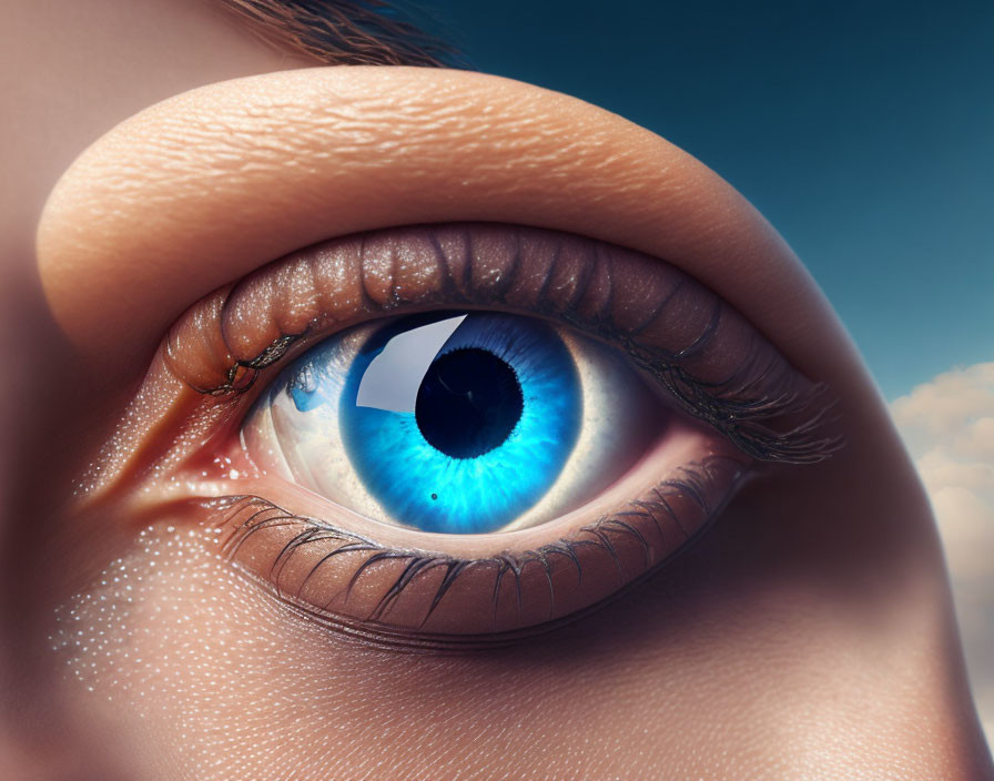 Detailed Close-Up of Vibrant Blue Human Eye