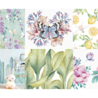 Soft Pastel Watercolor Floral and Foliage Collage Art