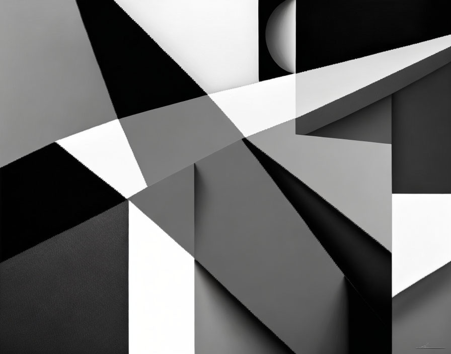 Monochromatic Abstract Geometric Art with Intersecting Shapes