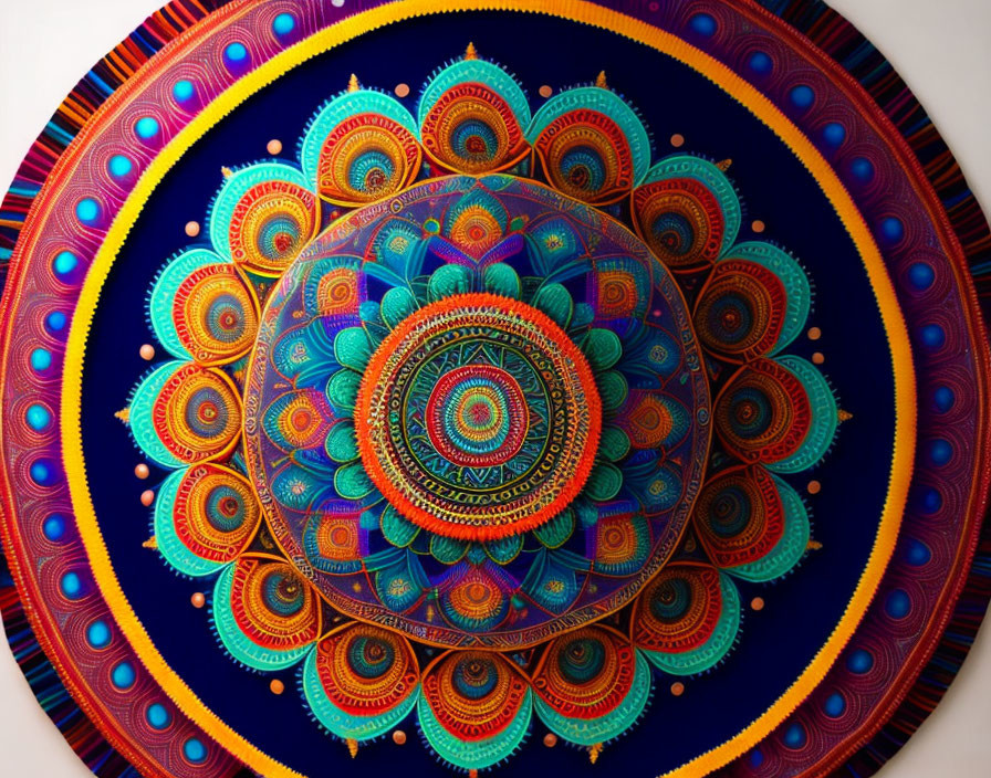 Colorful Mandala Art with Blue and Orange Hues