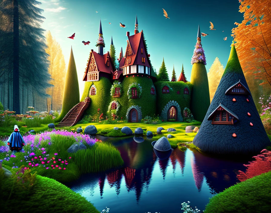 Colorful Enchanted House in Fairy Tale Landscape