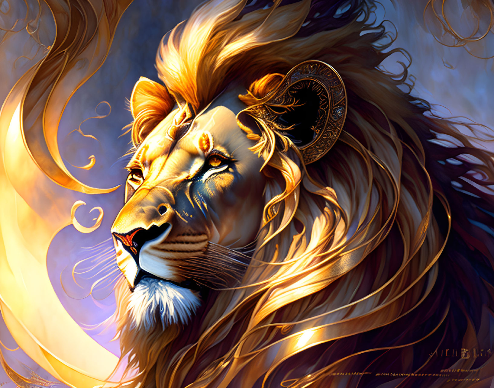 Golden-Maned Lion in Vibrant Ethereal Style