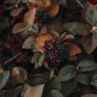 Colorful Neon Flower-Like Patterns on Dark Background