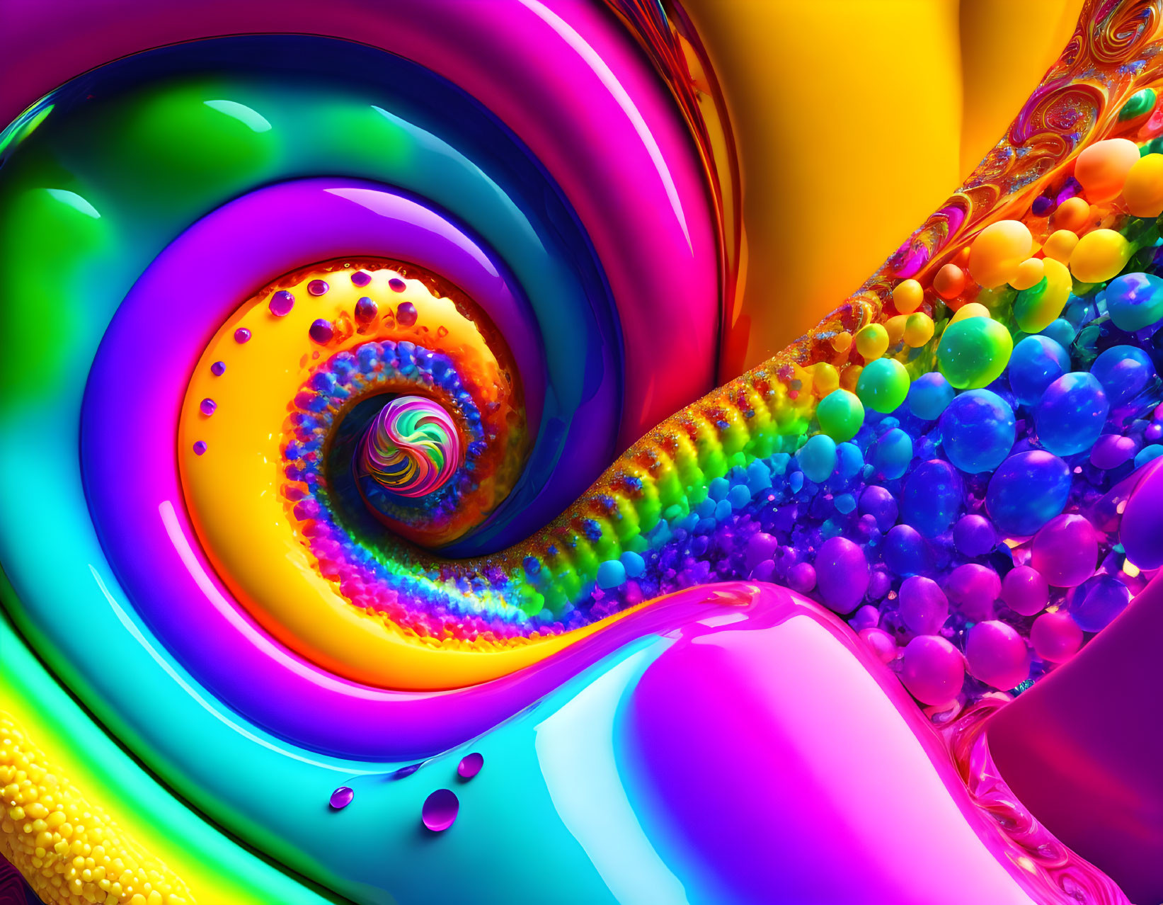 Colorful Abstract Art with Swirling Rainbow Patterns