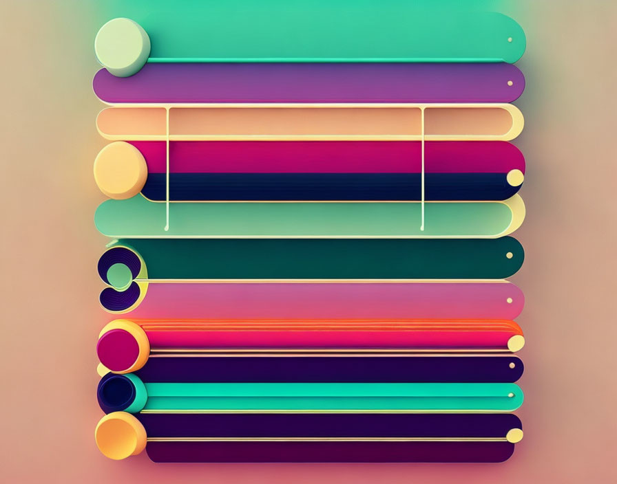 Colorful Gradient Parallel Bars with Circles and Lines: Abstract Geometric Composition