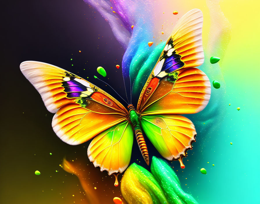 Colorful Butterfly Digital Artwork on Abstract Background