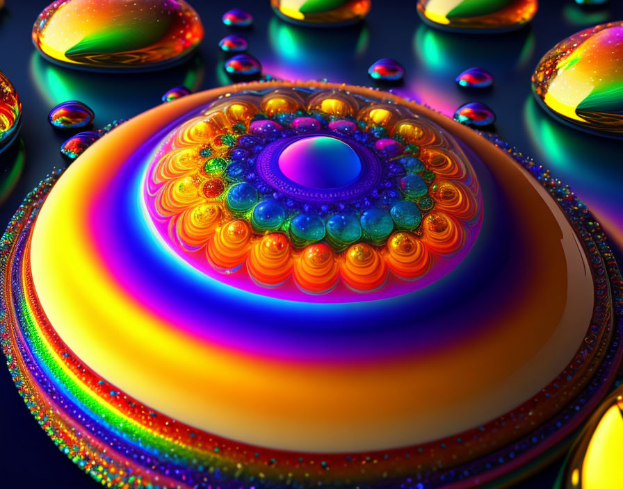 Colorful 3D abstract art with concentric circles and glossy finish