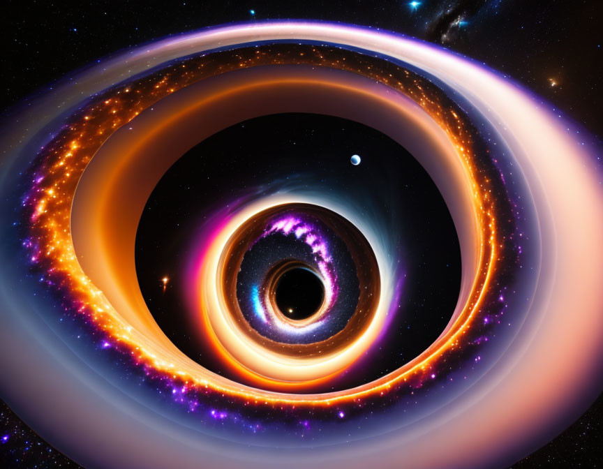 Detailed Image: Black Hole with Accretion Disks and Bright Jet