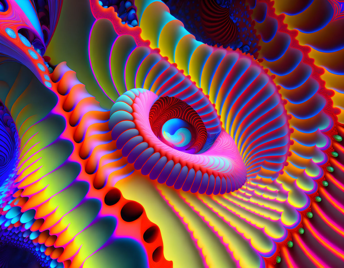 Colorful Fractal Image with Swirling Red, Blue, and Yellow Patterns