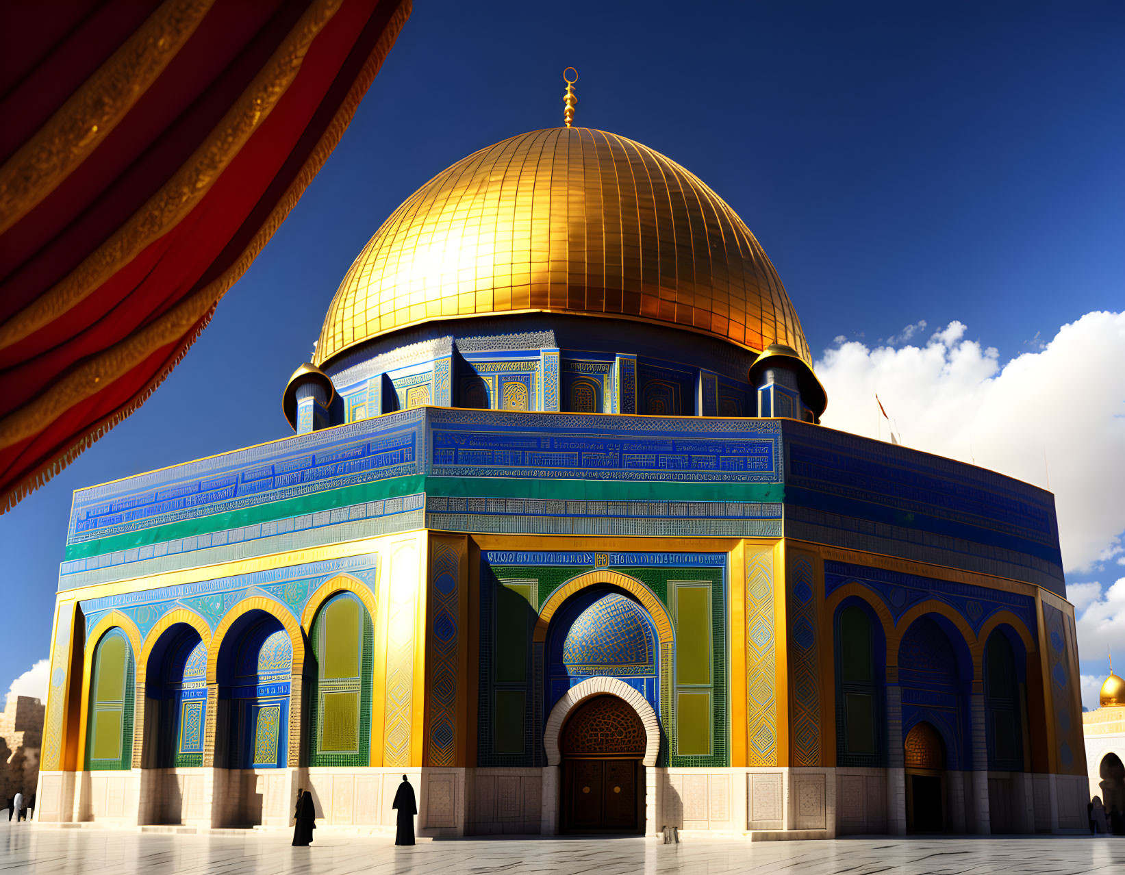 Iconic Dome of the Rock with golden dome and blue tilework under clear sky