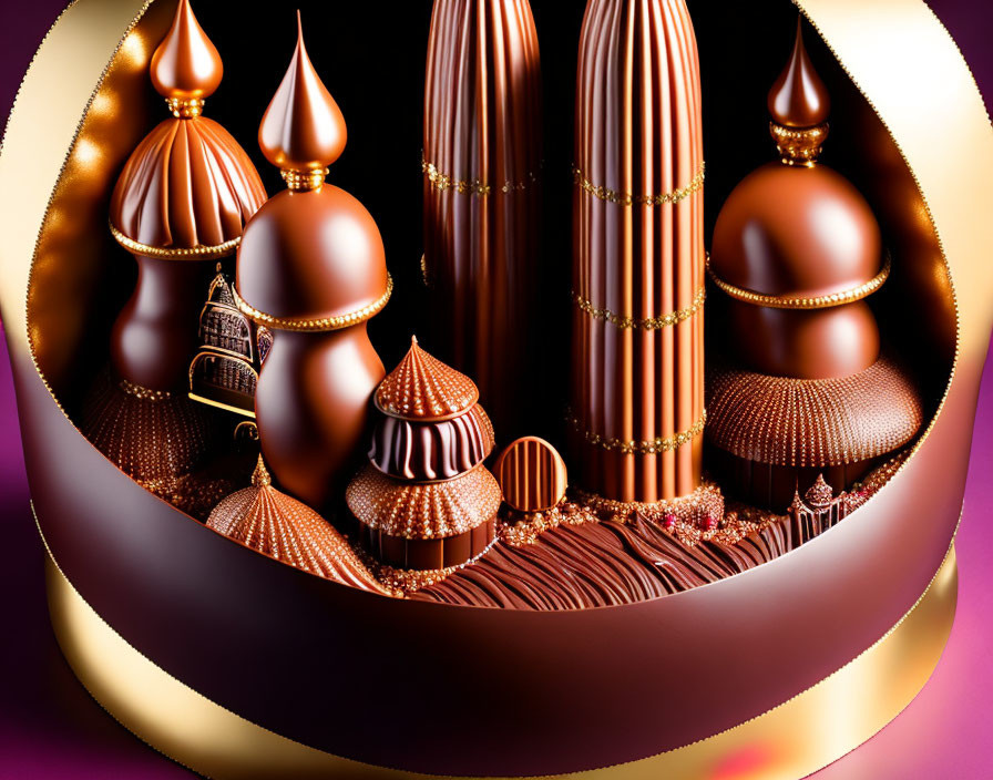 Fantastical Chocolate Cityscape with Textured Structures