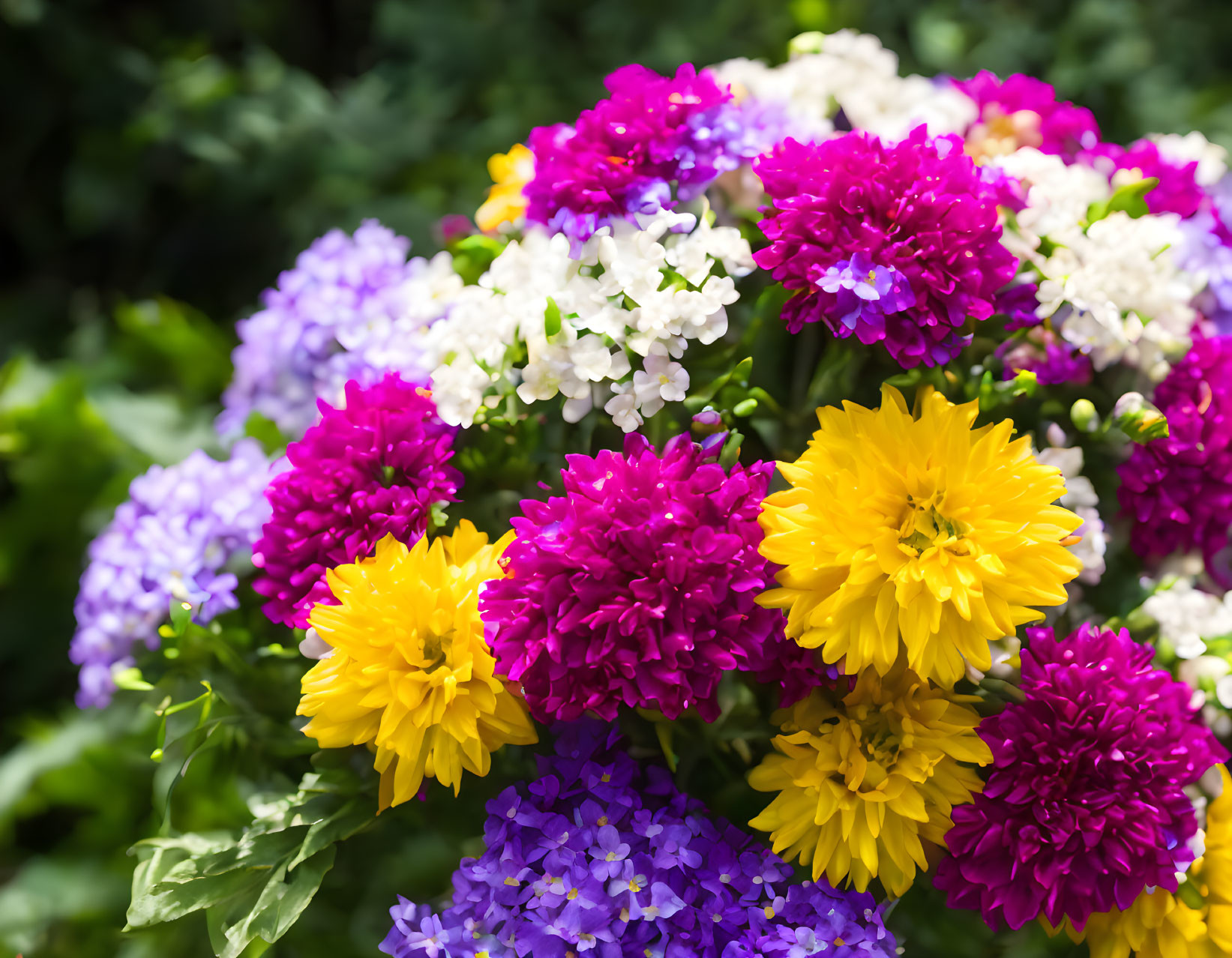 Colorful Bouquet Featuring Purple, Yellow, White Flowers