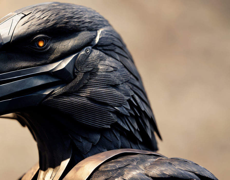 Realistic Eagle Mask with Intricate Feather Details and Piercing Gaze