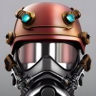 Detailed 3D Rendering of Stylized Steampunk Helmet with Brass Accents