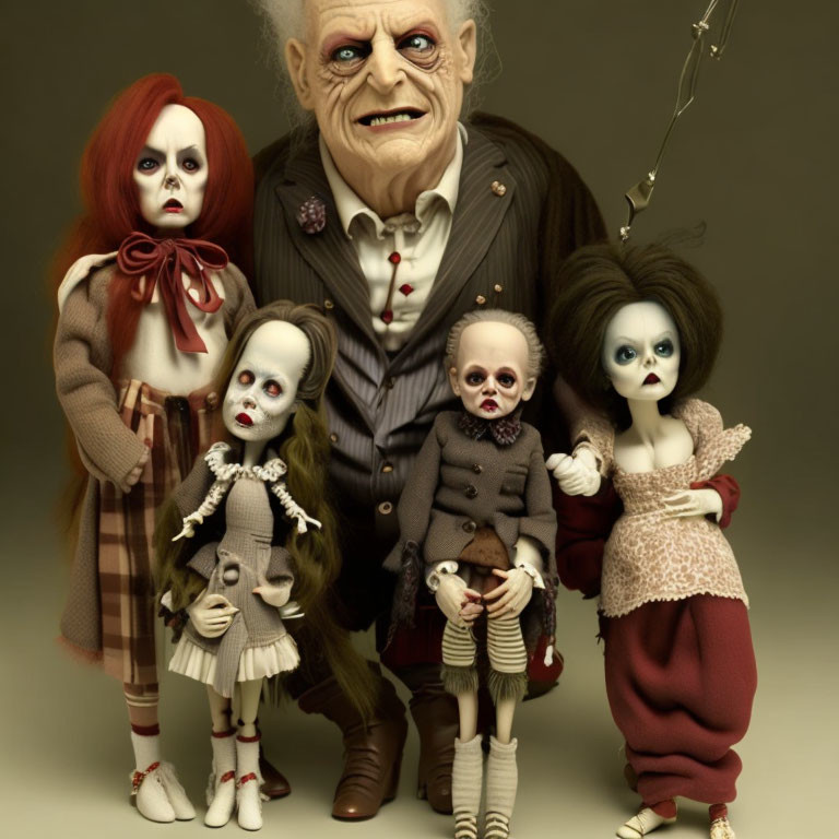 Five Hyper-Realistic Dolls Posed as Macabre Family