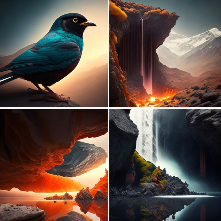 Colorful Birds, Majestic Waterfalls, and Scenic Landscapes