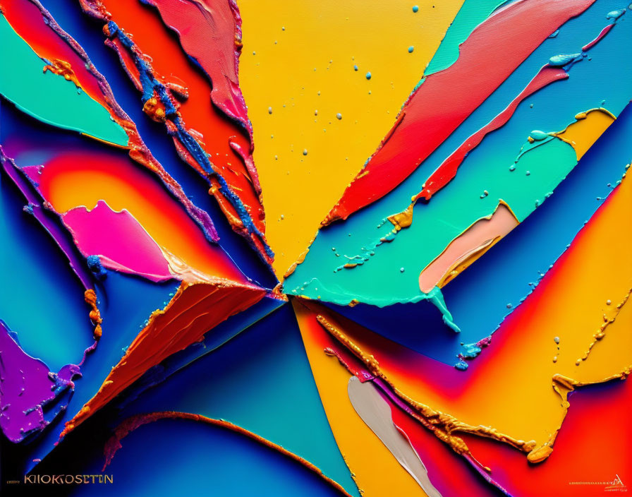 Colorful Paint Splatter Explosion with Textured Ridges