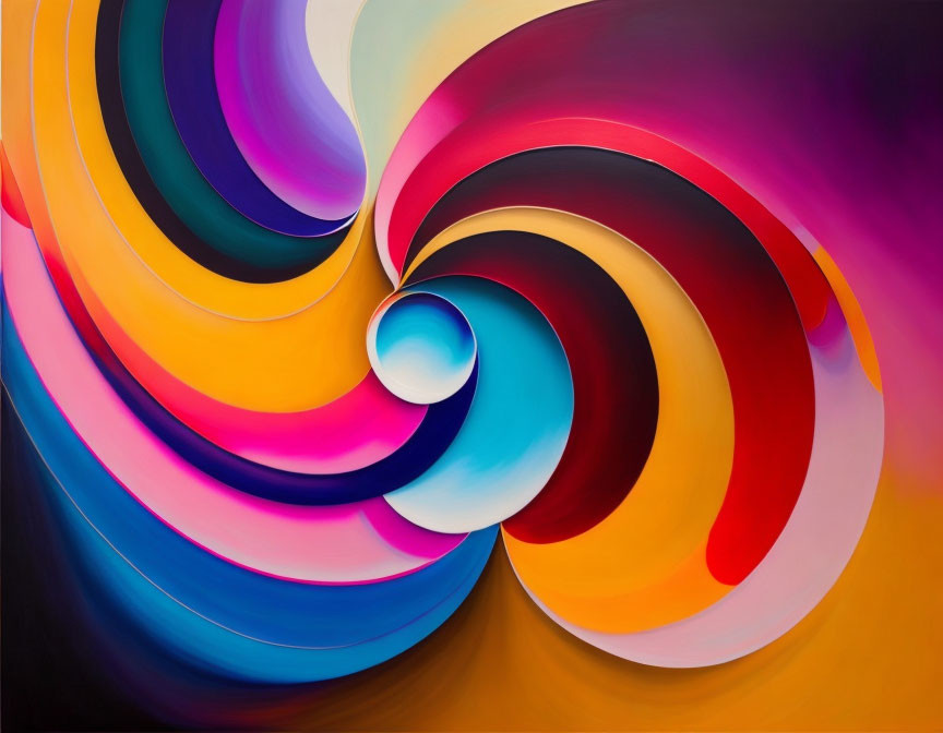 Colorful Abstract Painting with Swirling Spectrum of Colors