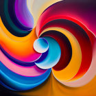 Colorful Abstract Painting with Swirling Spectrum of Colors