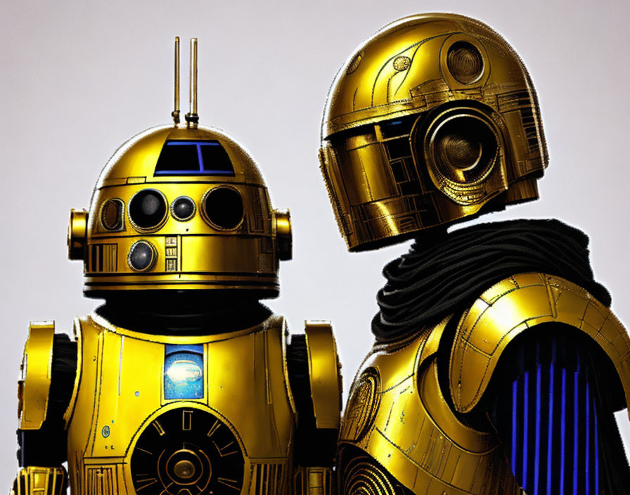 Golden Dome-Headed and Conical-Headed Droids in Sci-Fi Franchise Resem