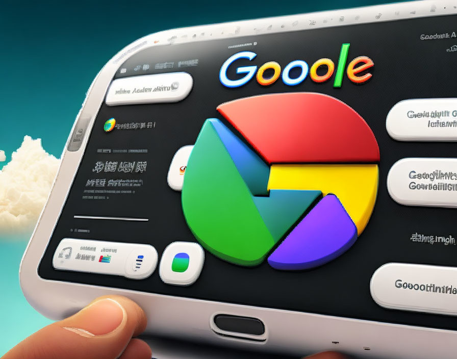 Colorful Pie Chart Graphics on Smartphone Screen with Google Logo