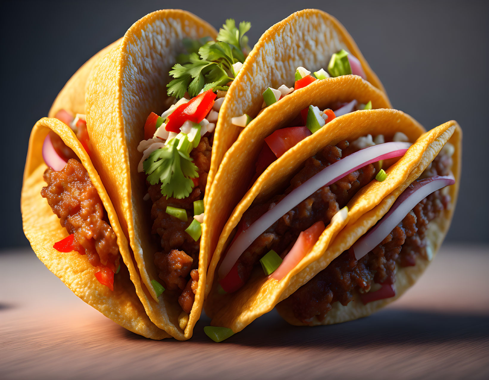 Trio of Ground Meat Tacos with Radishes and Cilantro