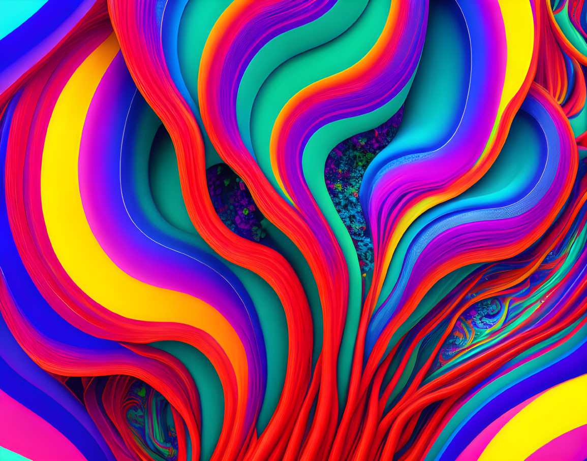 Colorful Abstract Art: Swirling Rainbow Layers with Textured Motion