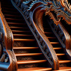 Intricate Wooden Dragon Banister with Ornate Stair Steps