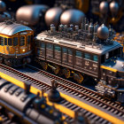 Intricate Model Train Scene with Classic and Modern Styles