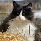 Regal cat adorned with gold jewelry in floral setting