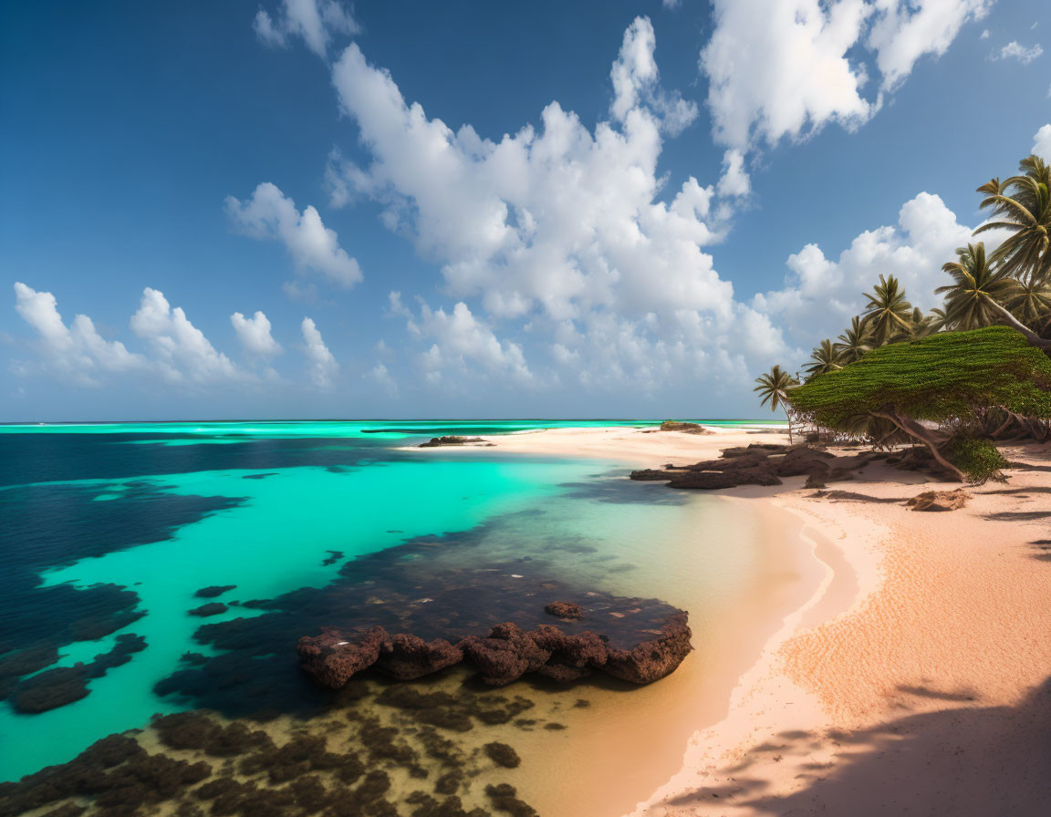 Idyllic Tropical Beach Scene with Turquoise Waters