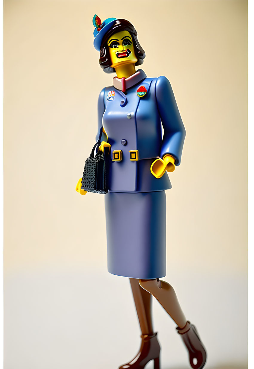 LEGO Flight Attendant Woman Figurine in Blue Uniform