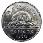 Embossed beaver-themed coin with top hat and trees.