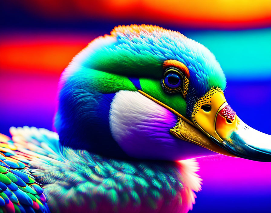 Colorful Close-Up of Duck with Wave-Like Patterns