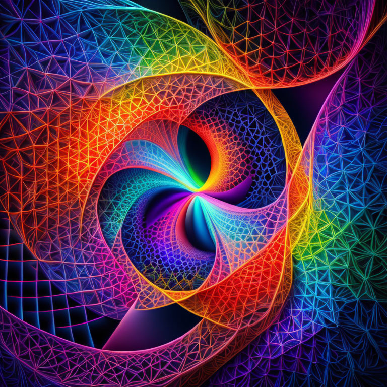 Colorful Abstract Digital Art with Swirling Rainbow Pattern