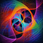 Colorful Abstract Digital Art with Swirling Rainbow Pattern