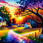 Colorful Pathway to Whimsical House in Enchanted Forest