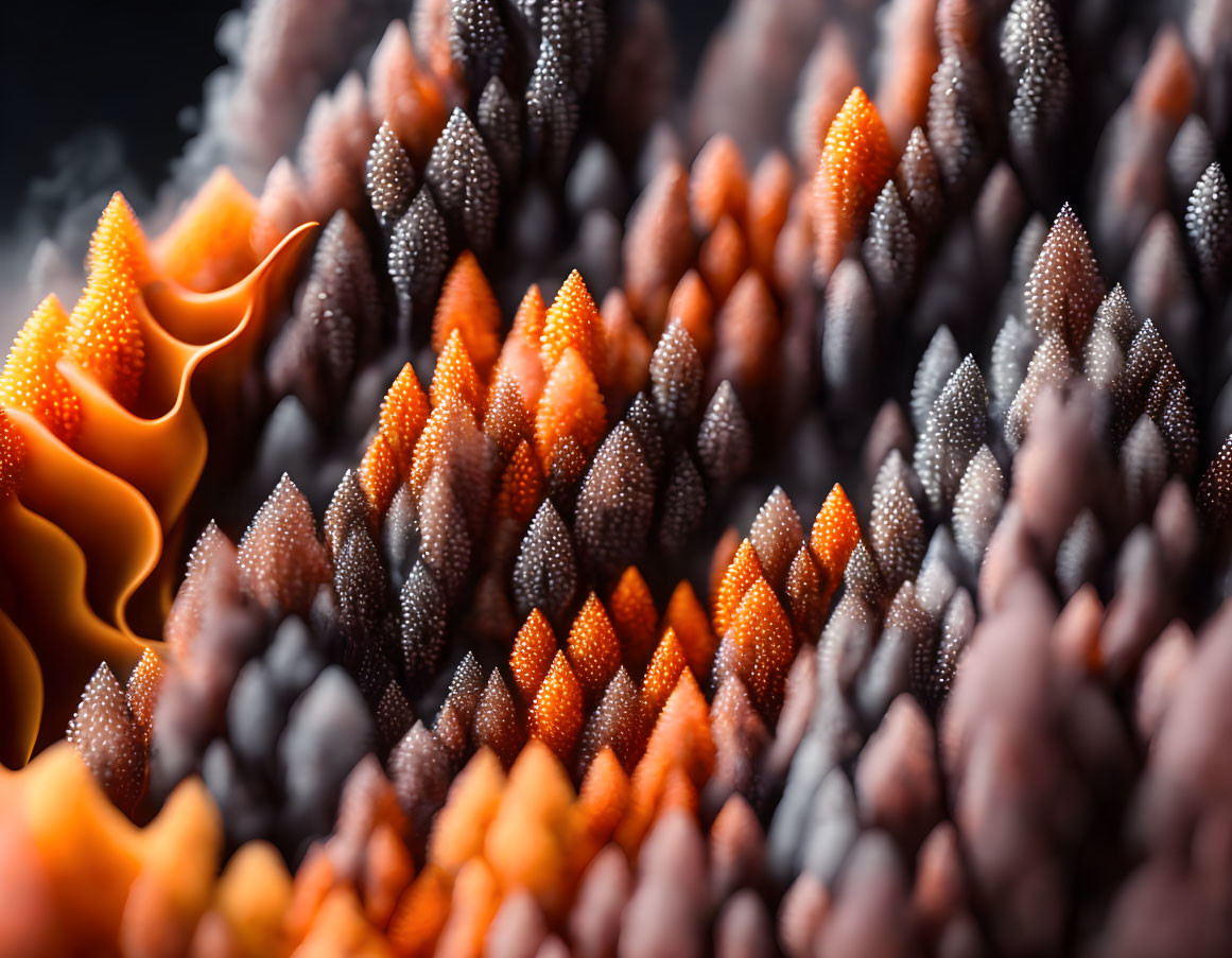 Vibrant orange and black textured abstract pattern or plant life.