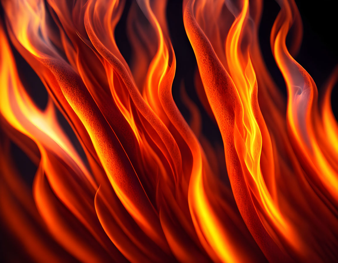 Vibrant Orange Flames on Dark Background