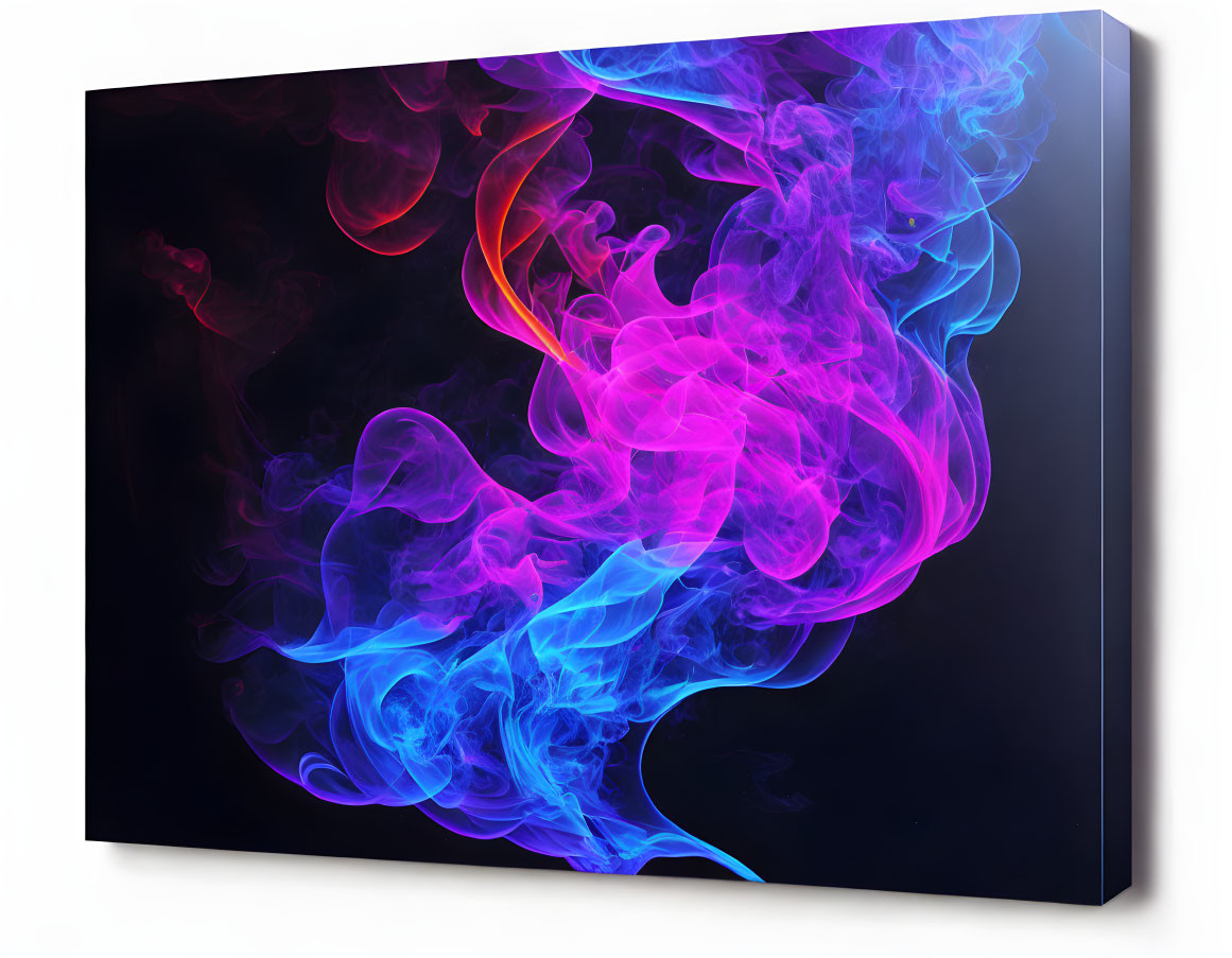 Colorful Swirling Smoke Canvas Print on Black Background