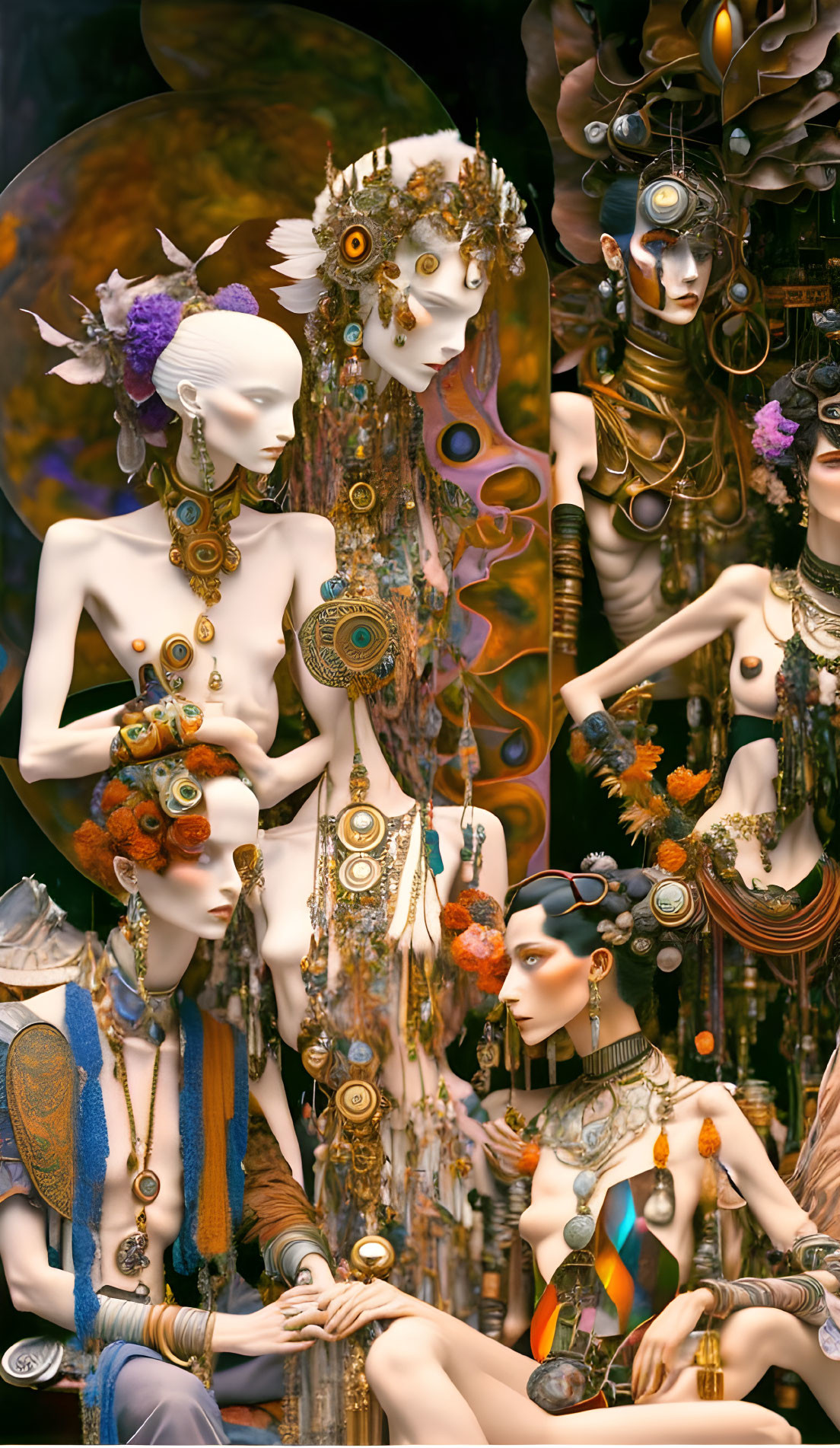 Steampunk-inspired mannequins with Victorian and mechanical fusion