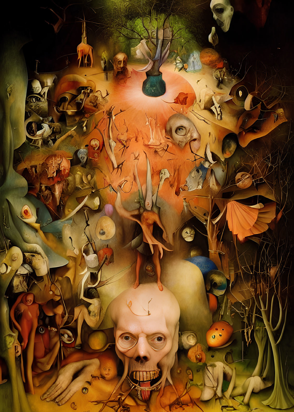 Abstract Surrealist Artwork with Disembodied Eyes and Surreal Creatures