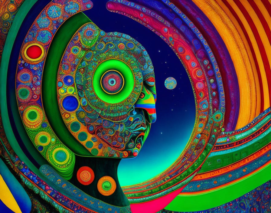 Colorful Psychedelic Human Head Profile Artwork