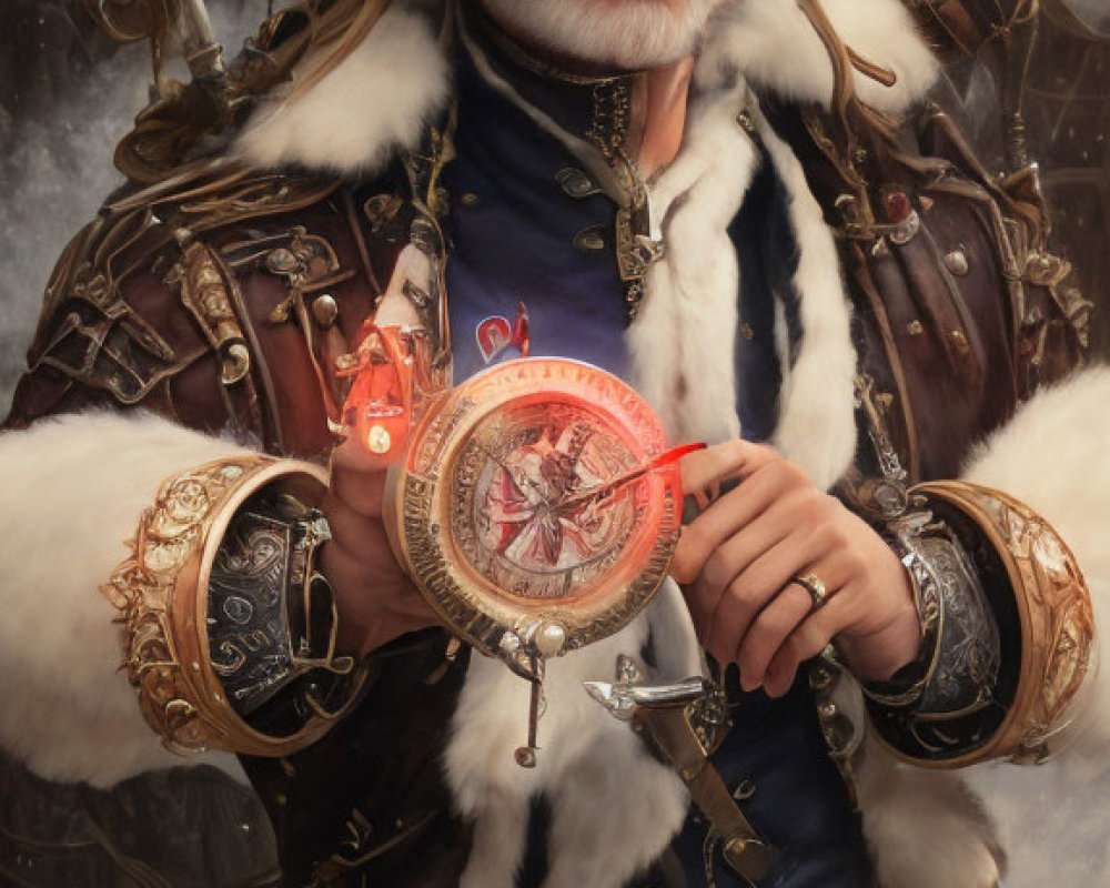 Fantasy character with magical compass in ornate attire