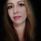 Woman's Face with Dark Red Roses on Black Background