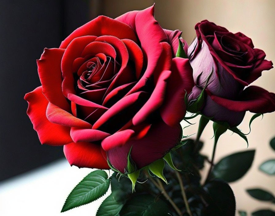 Vibrant Red and Purple Roses with Richly Colored Petals